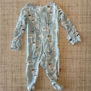 Magnetic Me One Piece Pajama - Blue Animal Print